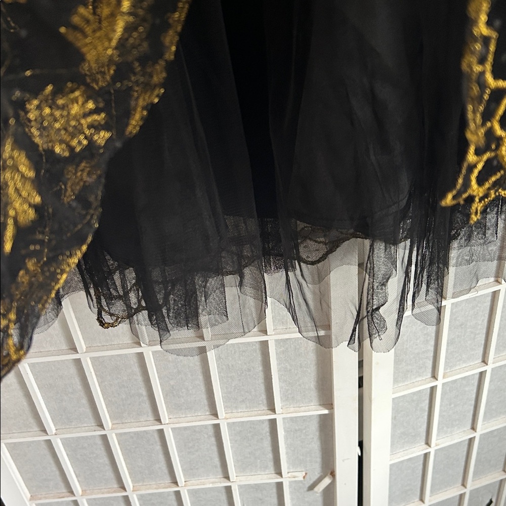 Chic Black Skirt with Gold Embroidery - Picture 3 of 7